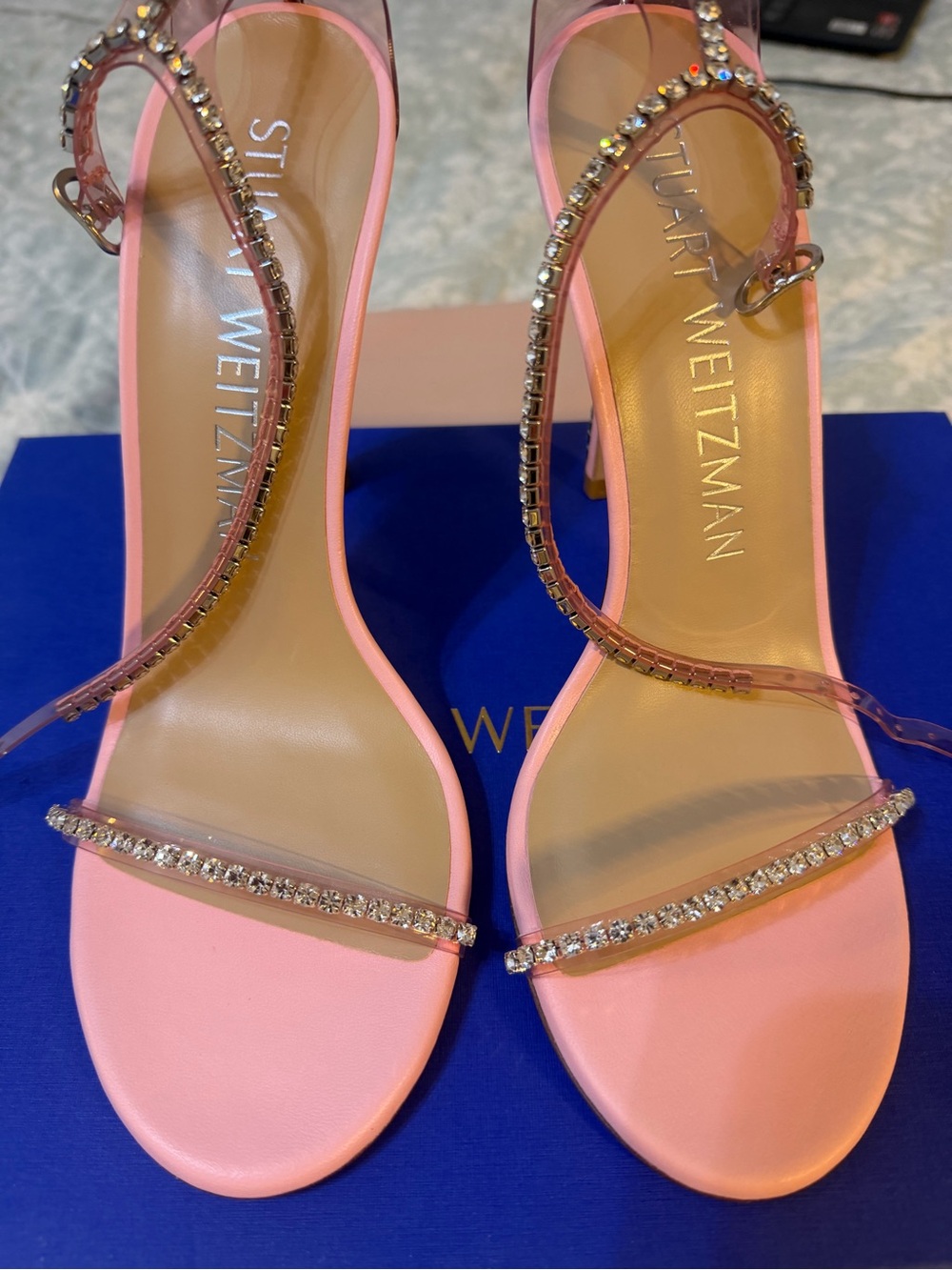 Stuart Weitzman Nudistglam 100 Rose Pink Sandals Heel